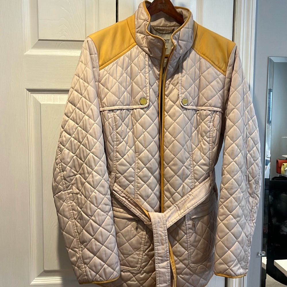 Esprit Quilted Beige Jacket with Yellow Accents